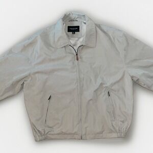 London Fog Mens Beige Full Zip Golf Bomber Windbreaker Jacket XL